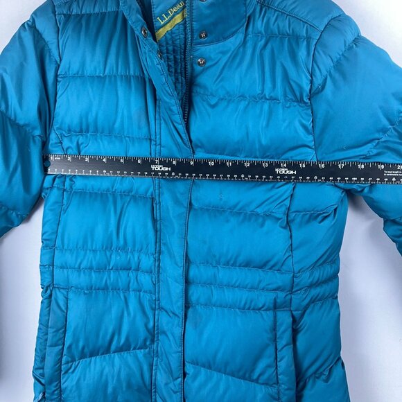 L.L.Bean Warm Down Long Jacket Coat Womens Size Small Full Zip Up Teal Blue - Picture 9 of 12